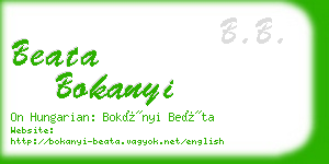 beata bokanyi business card